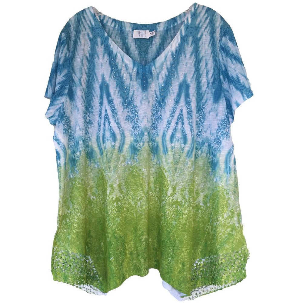 Pretty Sparkly Top with Lace Trim